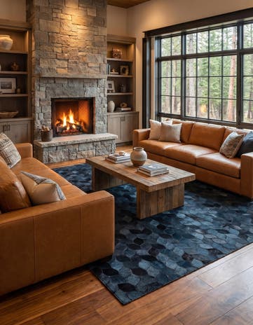5' 1 x 8' Cowhide Leather Rug