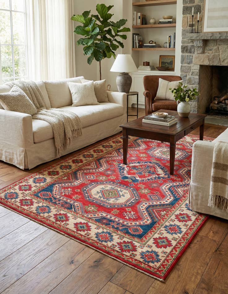 Detail image of 6' 6 x 9' 9  Hand Knotted Kazak Rug