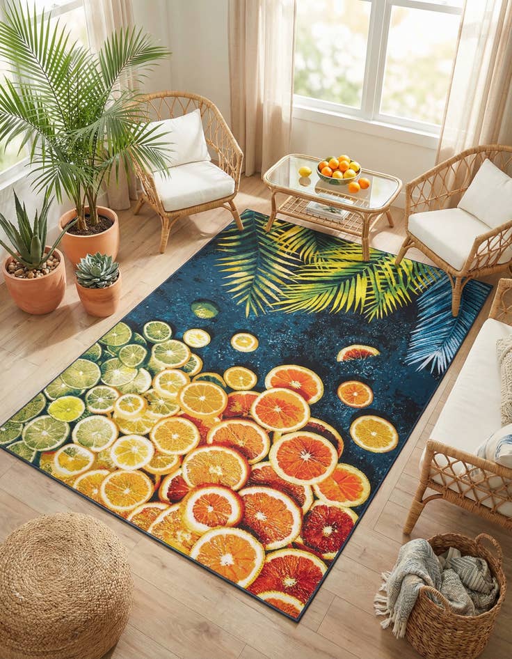 Detail image of 5' 3 x 8' Easy-Clean Coastal Indoor / Outdoor Rug
