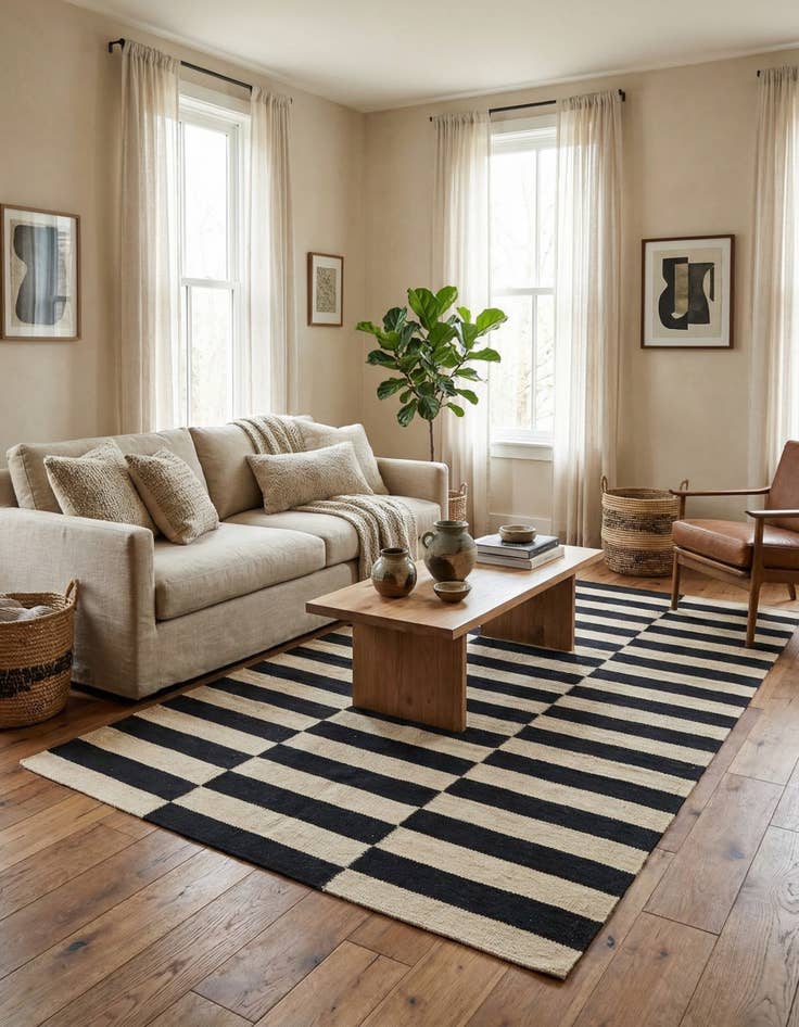 Detail image of 4' 3 x 5' 10  Hand Woven Kilim Modern Wool Rug