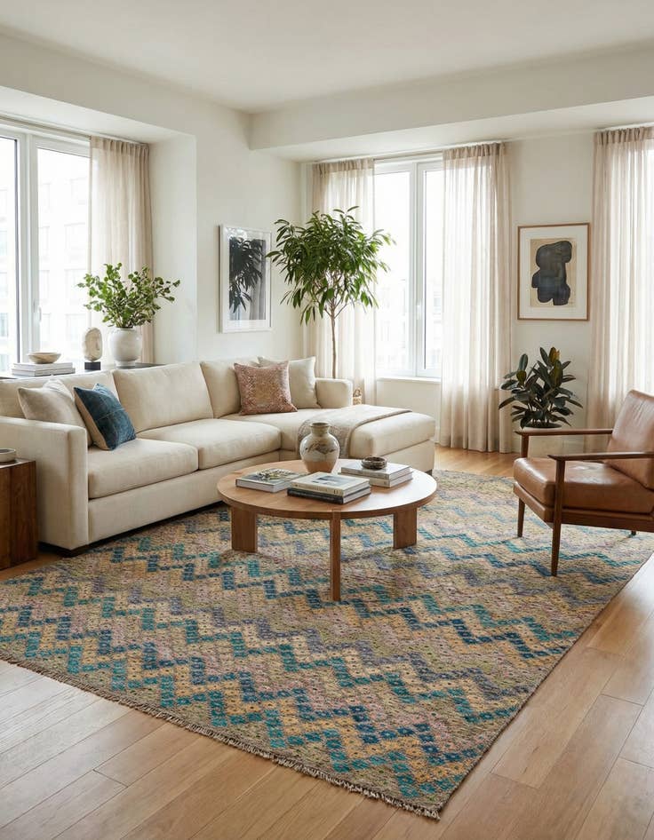 Detail image of 8' 7 x 11' 3  Hand Woven Kilim Modern Wool Rug