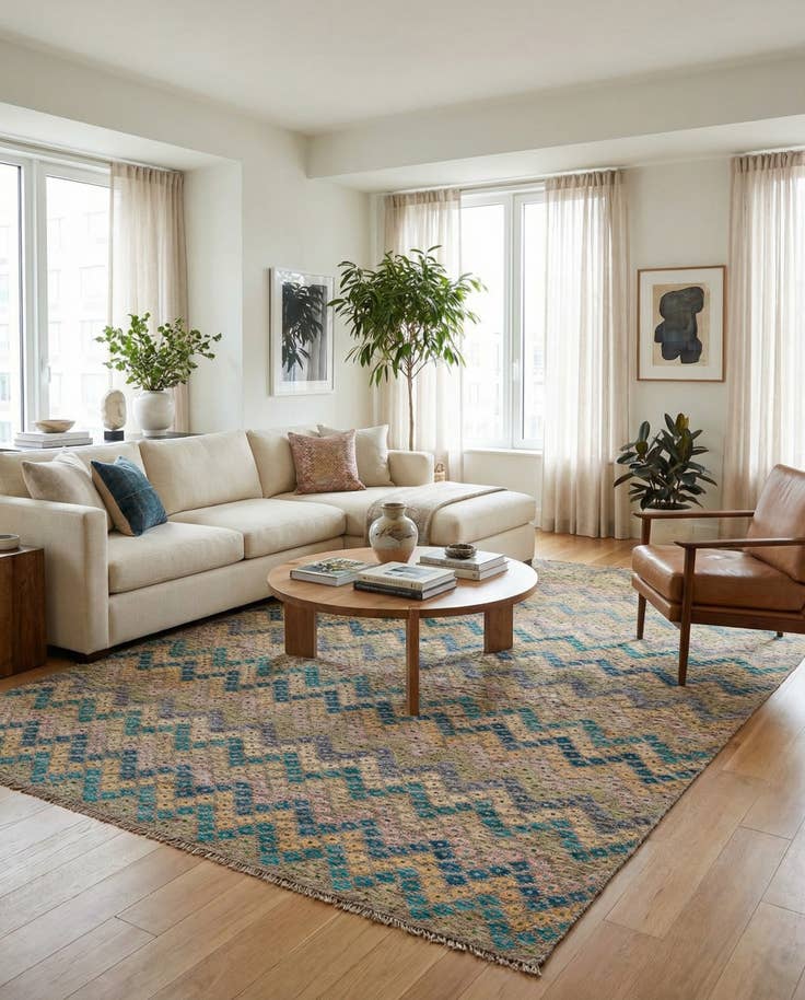 Detail image of 8' 7 x 11' 3 Hand Woven Kilim Modern Wool Rug