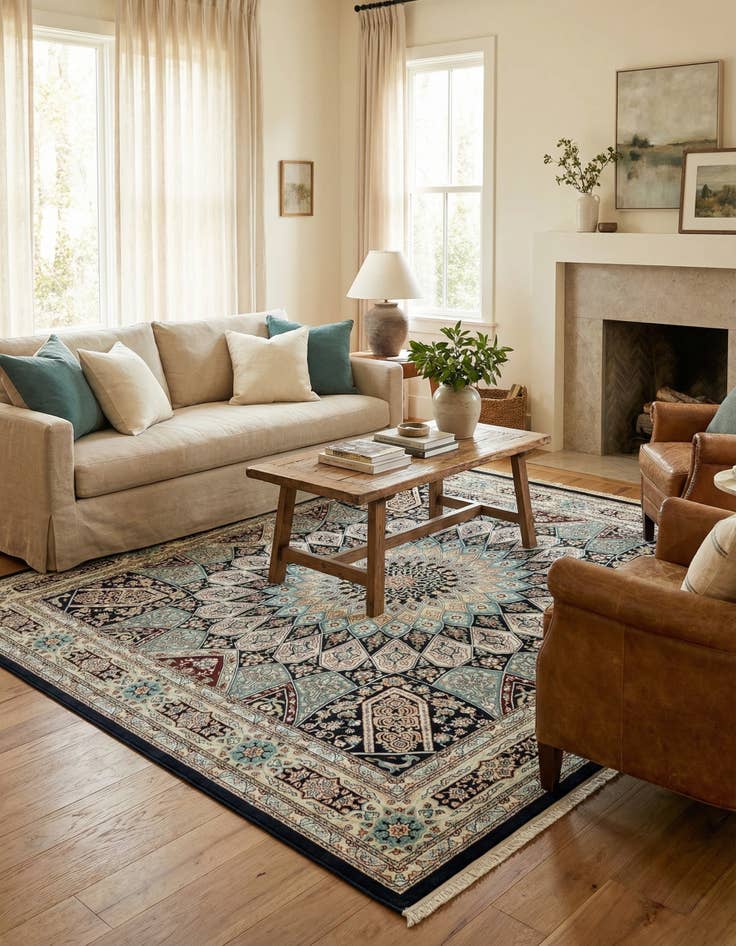 Detail image of 7' 10 x 7' 10 Nain Design Square Rug