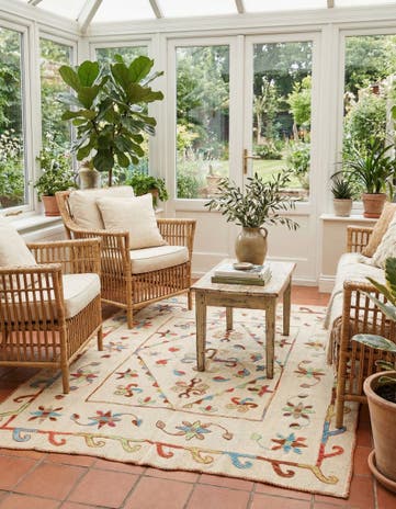 5' 4 x 6' 4 Hand Woven Kilim Suzani Wool Square Rug