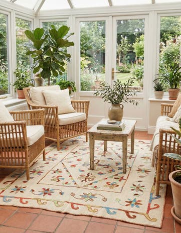 5' 4 x 6' 4 Hand Woven Kilim Suzani Wool Square Rug