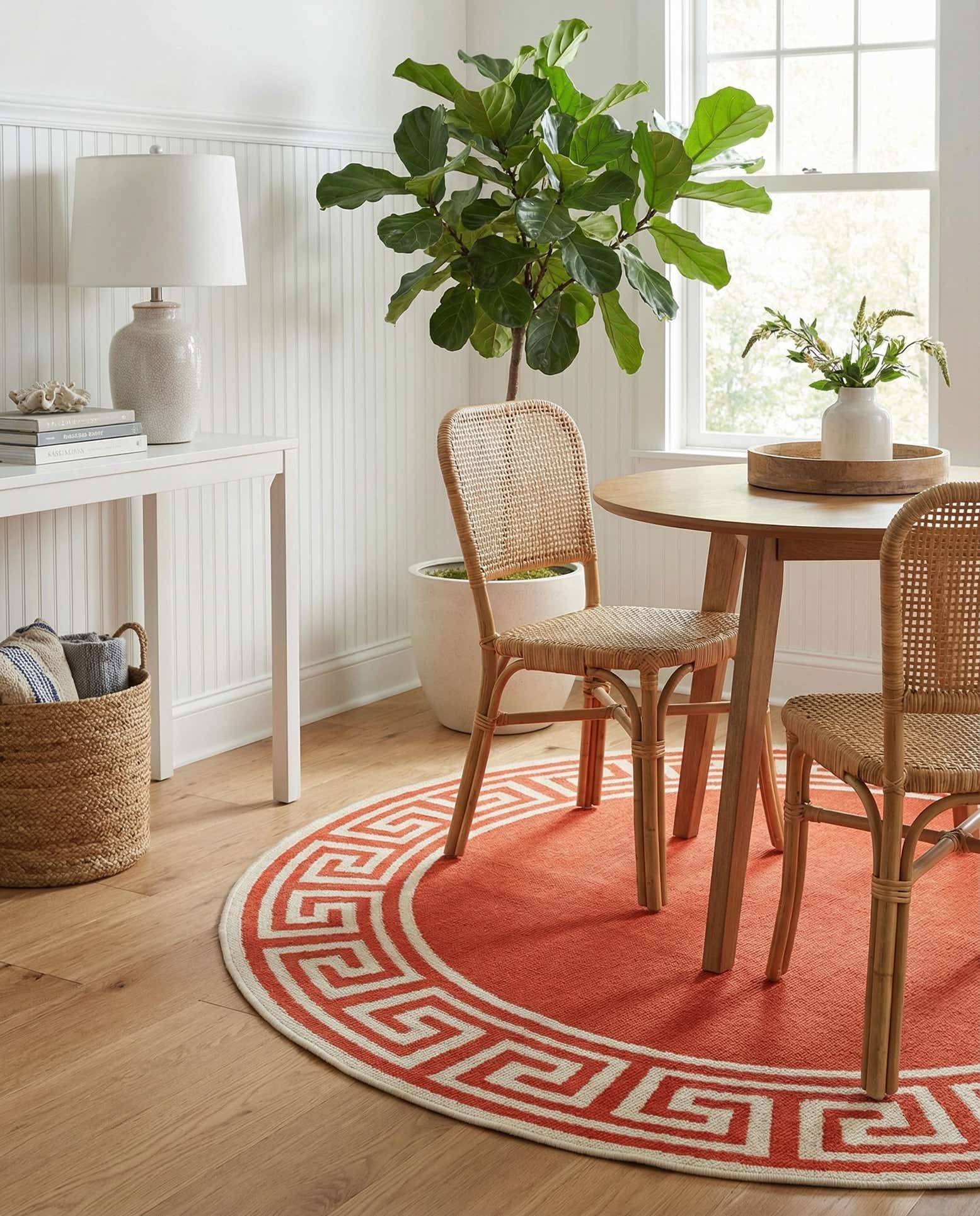 4' x 4' Easy-Clean Coastal Indoor / Outdoor Round Rug
