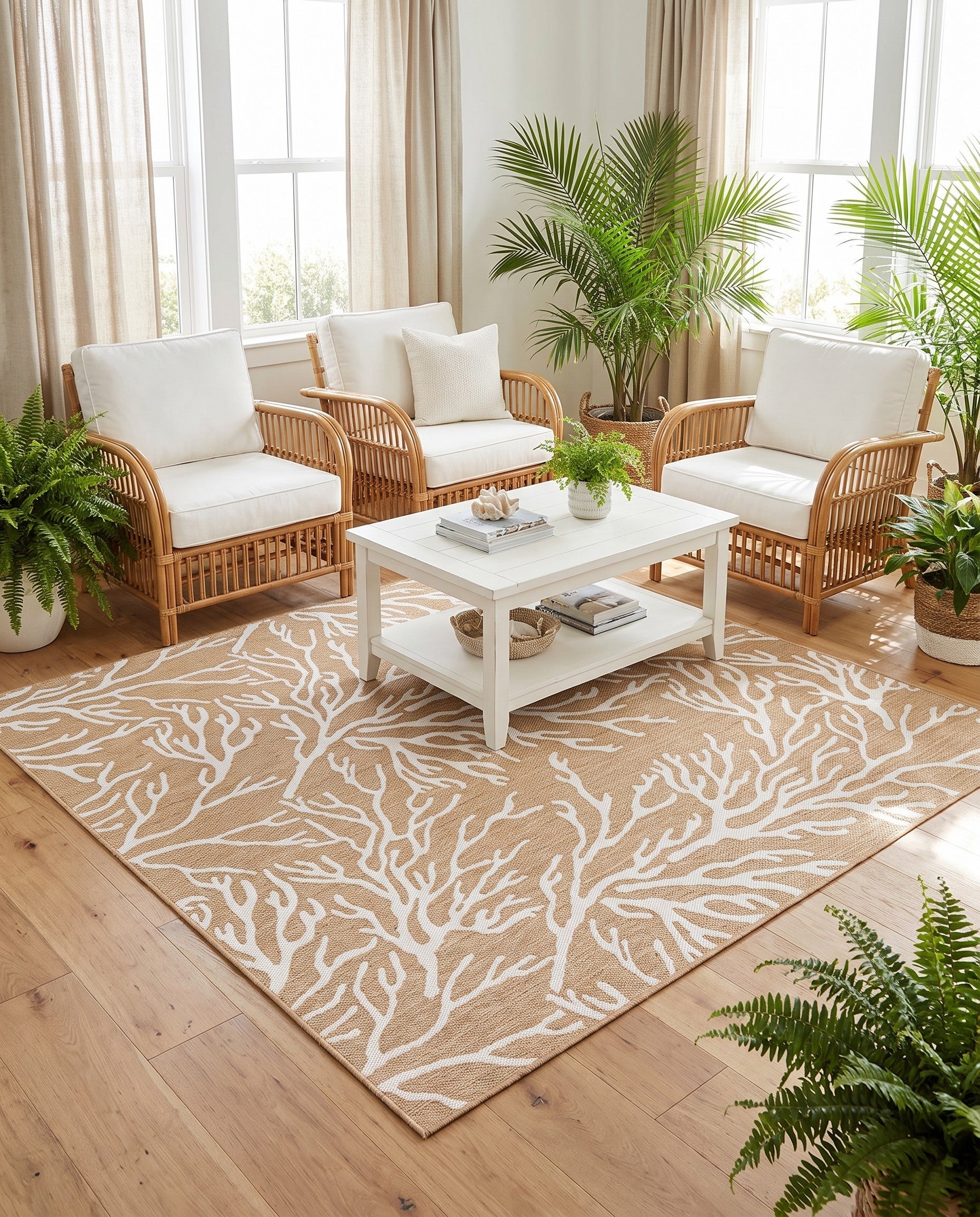 7' 10 x 7' 10 Easy-Clean Coastal Indoor / Outdoor Square Rug