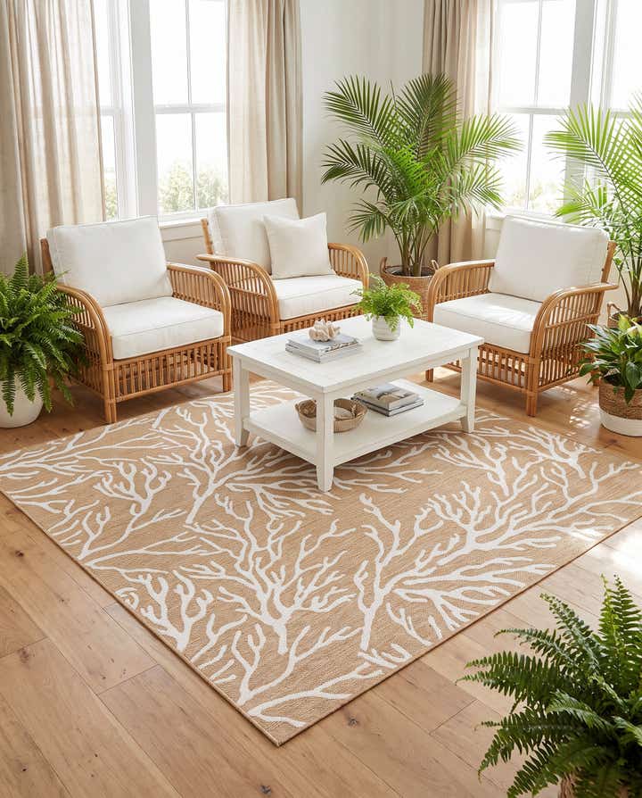 7' 10 x 7' 10 Easy-Clean Coastal Indoor / Outdoor Square Rug