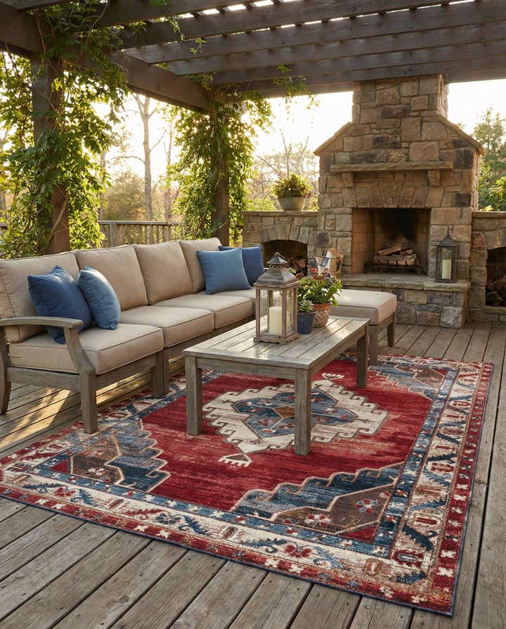 5' x 8' Easy-Clean Traditional Indoor / Outdoor Rug