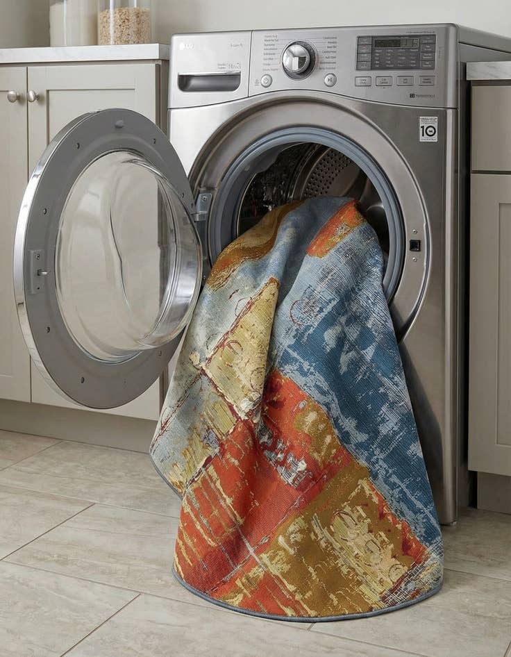 Detail image of  8' x 8'  Washable Modern Indoor / Outdoor Round Rug