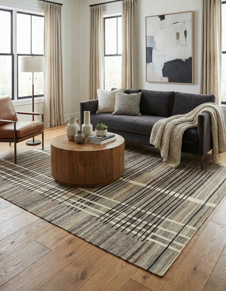 Detail image of 5' 8 x 8' 2  Hand Woven Kilim Modern Wool Rug