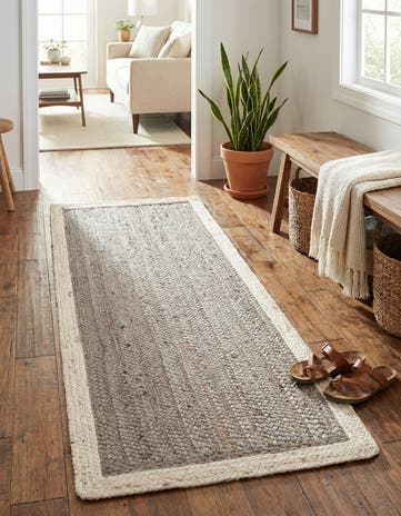 2' x 5' 1 Handmade Braided Jute Runner Rug
