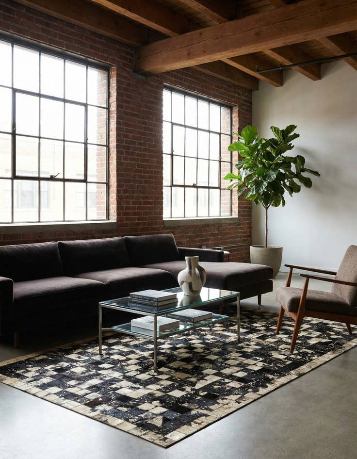 Detail image of 5' x 8' 1 Cowhide Leather Rug