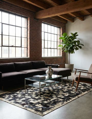 5' x 8' 1 Cowhide Leather Rug