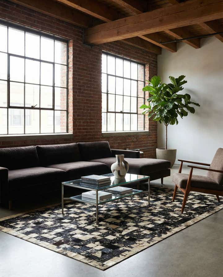 5' x 8' 1 Cowhide Leather Rug