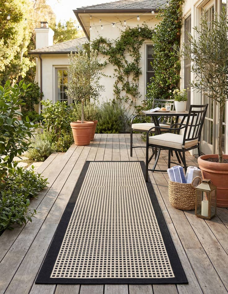 Detail image of 2' x 5'  Washable Border Indoor / Outdoor Runner Rug