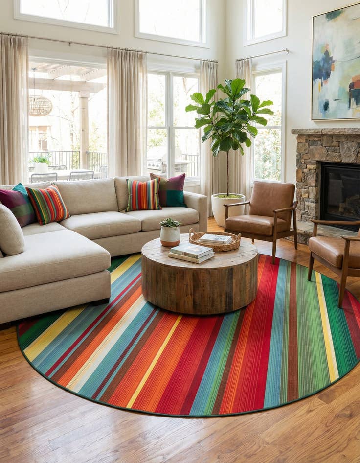 Detail image of 10' x 10'  Washable Modern Indoor / Outdoor Round Rug