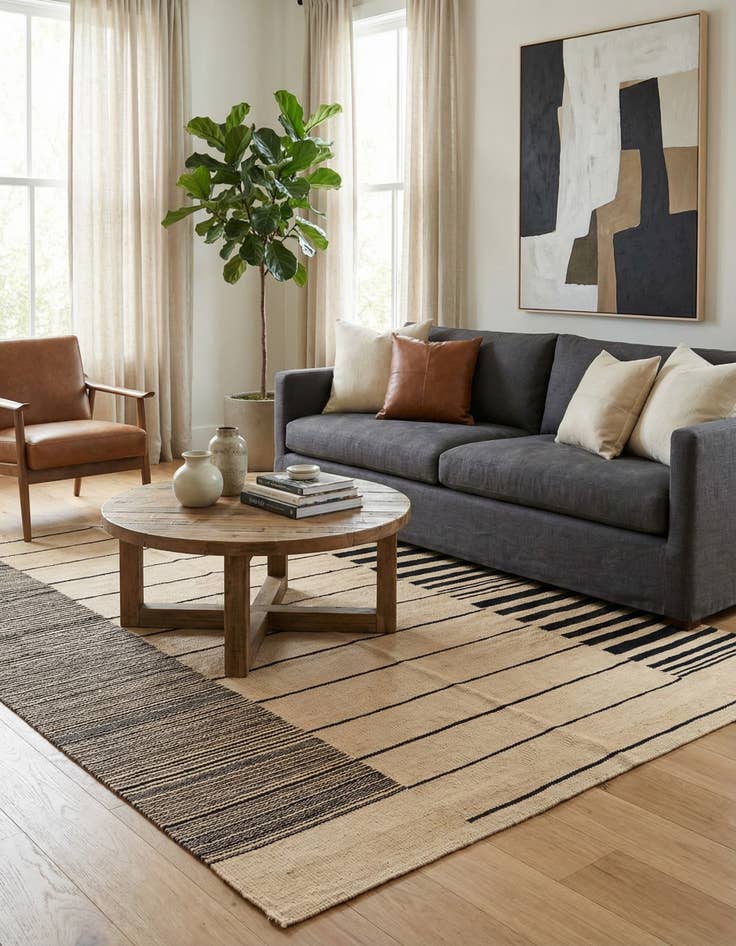 Detail image of  4' 1 x 5' 10  Hand Woven Kilim Modern Wool Rug