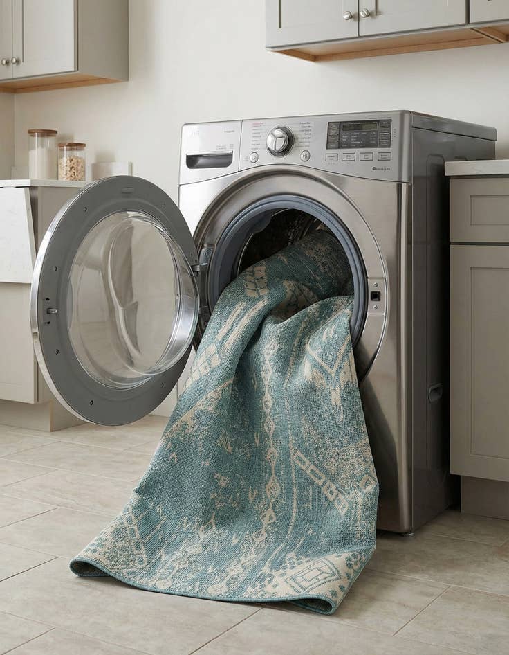 Detail image of 7' x 10'  Washable Bohemian Indoor / Outdoor Rug