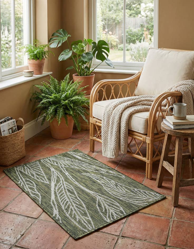 Detail image of 2' x 3' Easy-Clean Botanical Indoor / Outdoor Rug