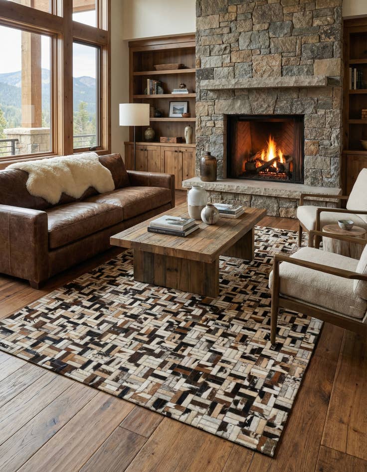 Detail image of  5' x 7' 11 Cowhide - Patchwork Rug