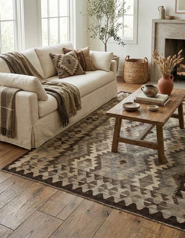 5' 3 x 6' 6 Hand Woven Kilim Maymana Wool Rug