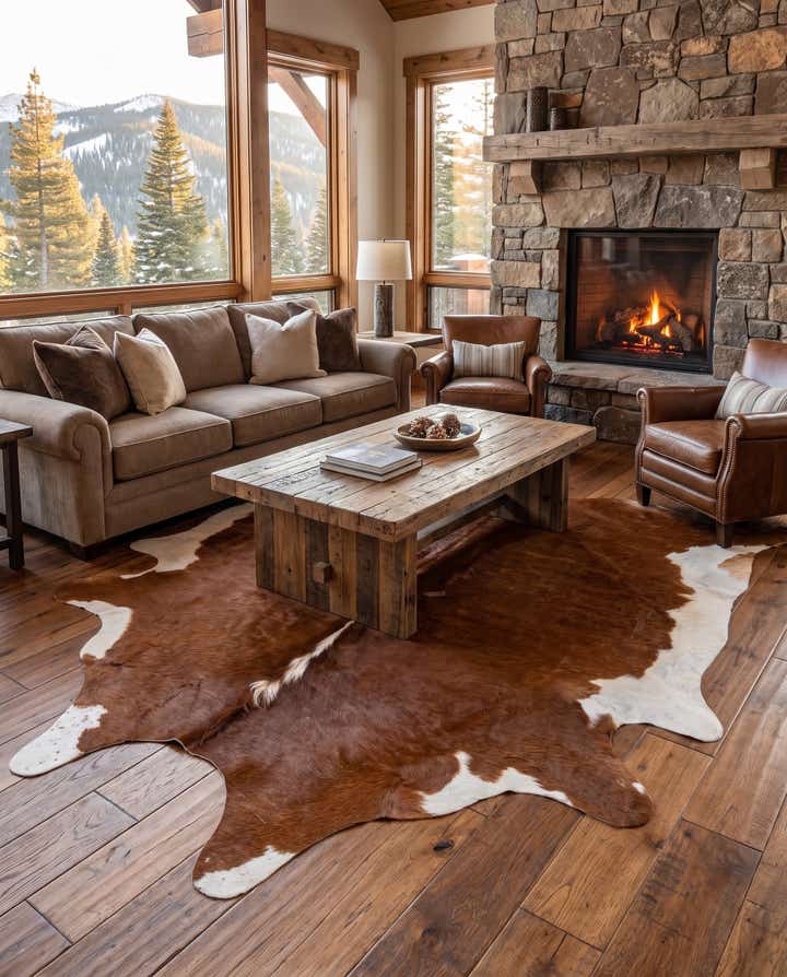 195cm x 195cm Cowhide Leather Quadrat Teppich