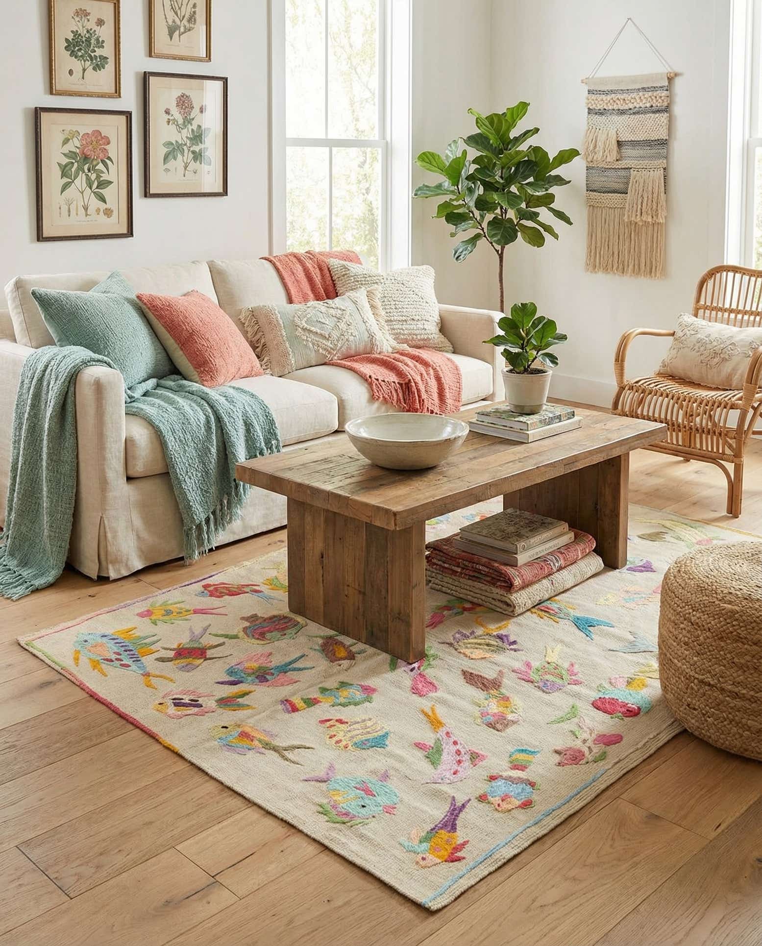 4' x 5' 6 Hand Woven Kilim Suzani Wool Rug