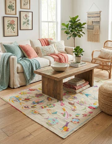 4' x 5' 6 Hand Woven Kilim Suzani Wool Rug