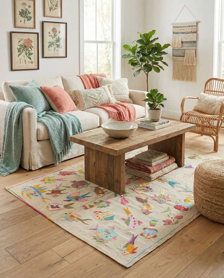 4' x 5' 6 Hand Woven Kilim Suzani Wool Rug