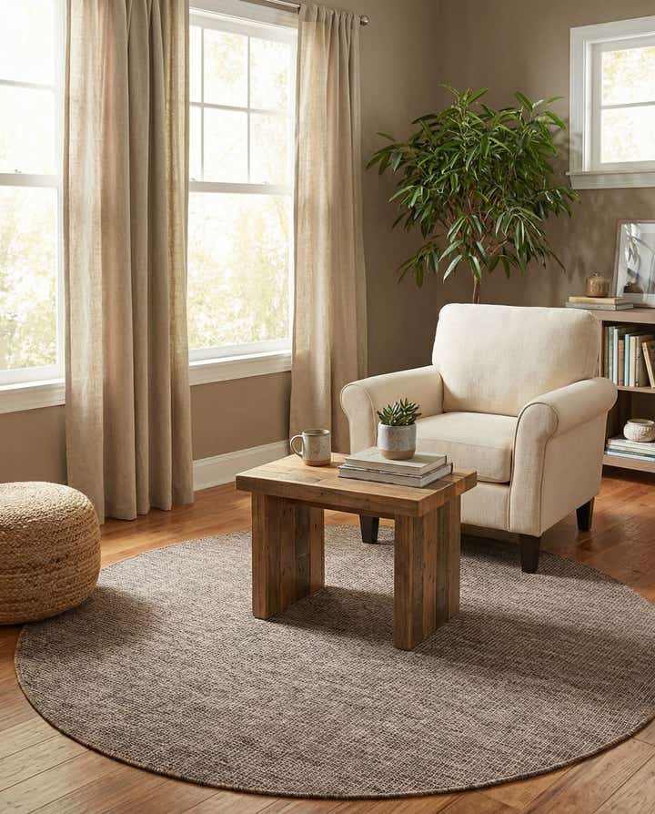 6' 1 x 6' 1 Easy-Clean Solid Indoor / Outdoor Round Rug