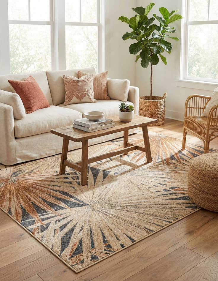 Detail image of  5' x 7'  Washable Botanical Indoor / Outdoor Rug