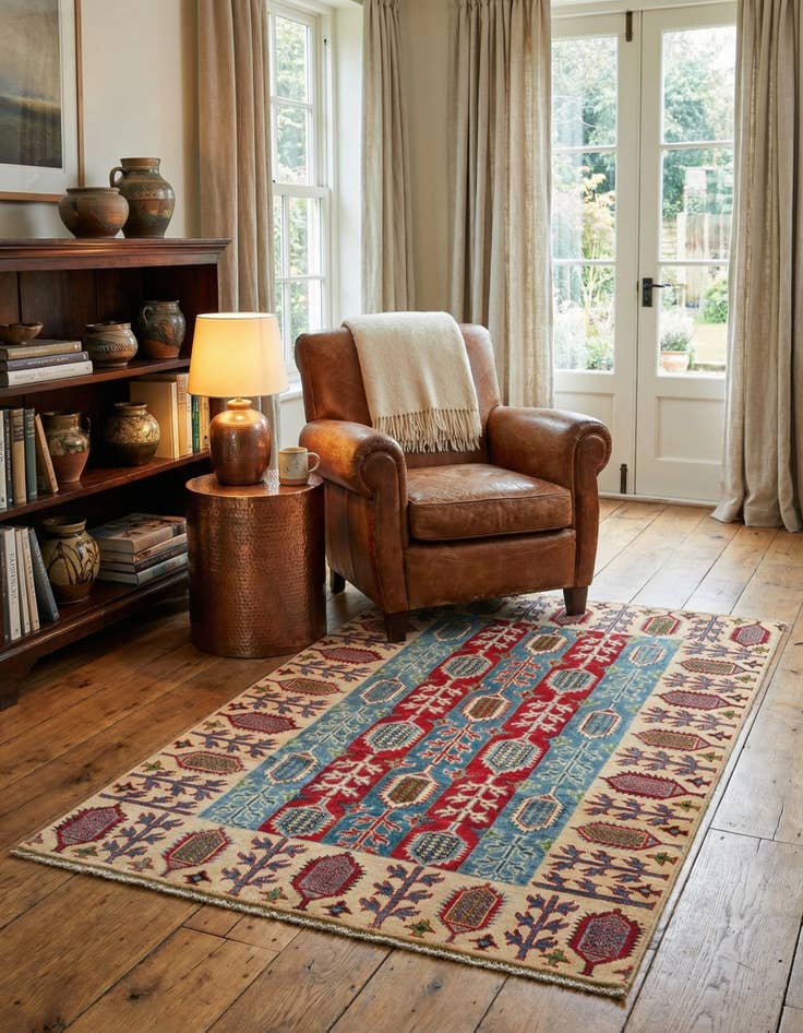 Detail image of 4' x 6'  Hand Knotted Kazak Rug