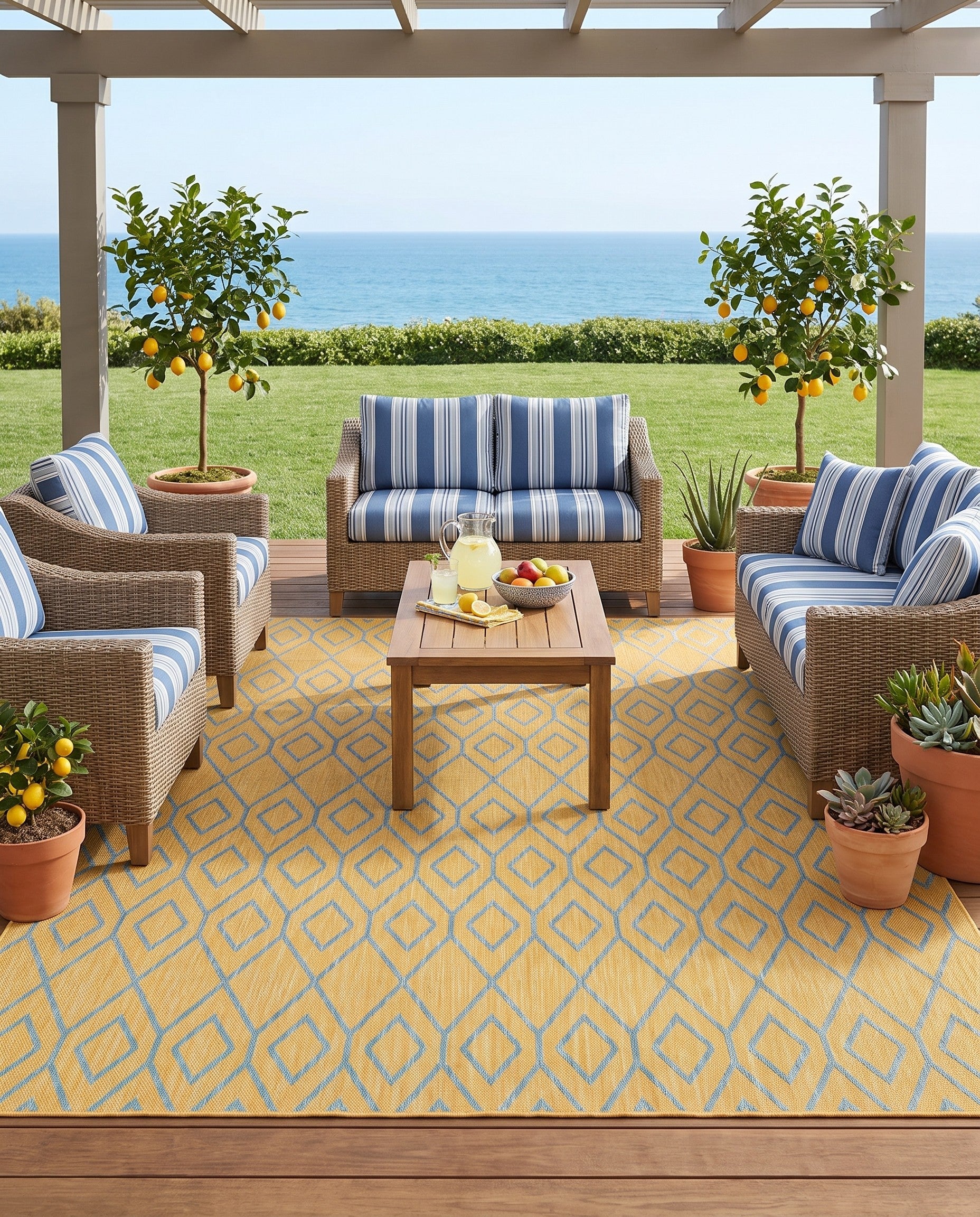 7' 10 x 10' Easy-Clean Jill Zarin Turks and Caicos Indoor / Outdoor Rug
