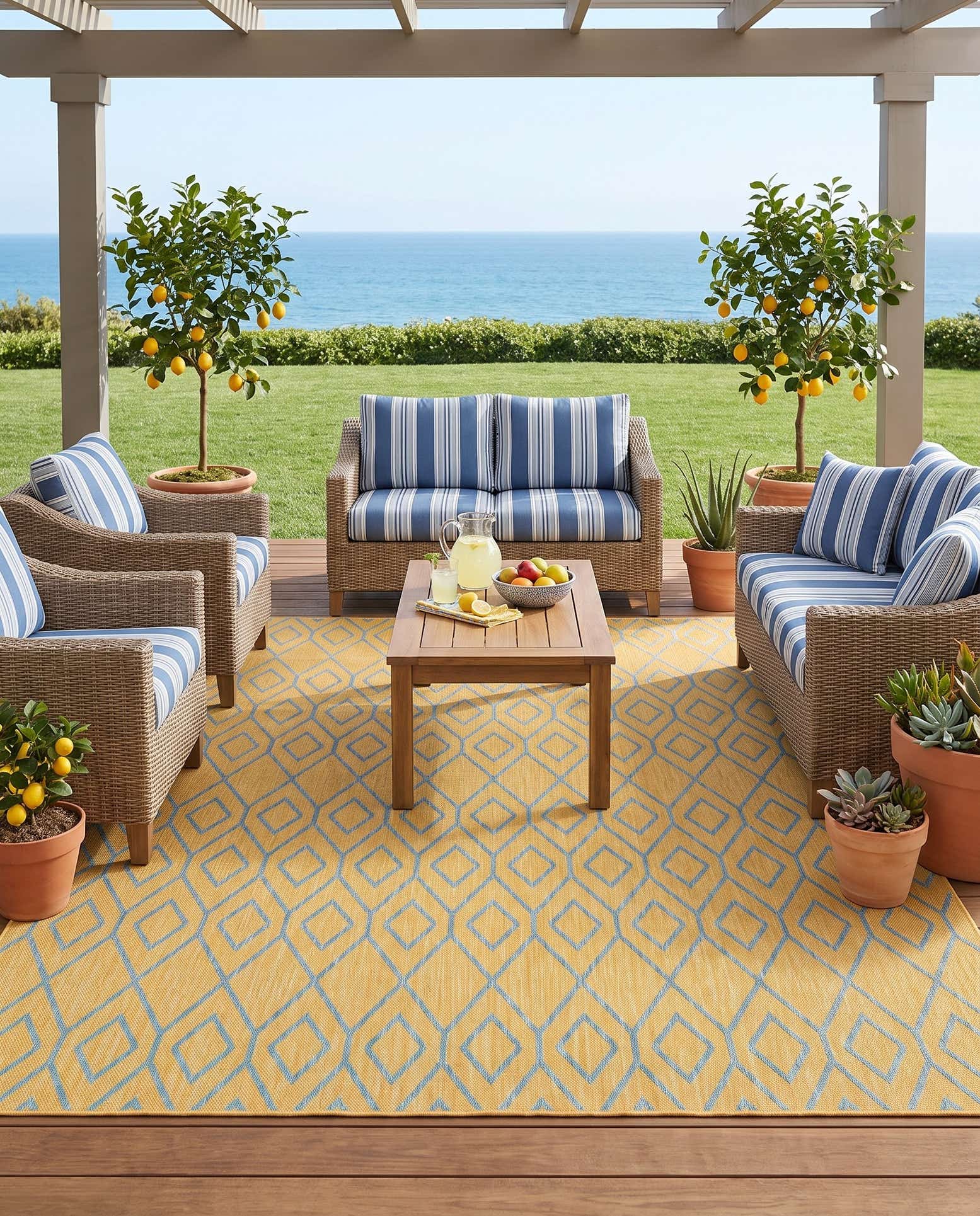 7' 10 x 10' Easy-Clean Jill Zarin Turks and Caicos Indoor / Outdoor Rug