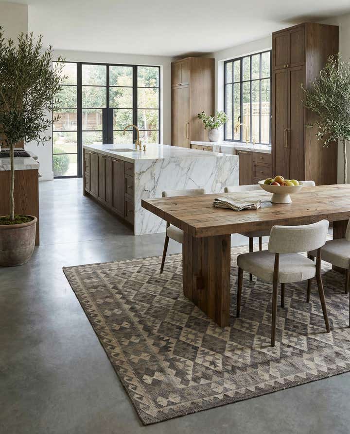 6' 10 x 9' 10 Hand Woven Kilim Maymana Wool Rug