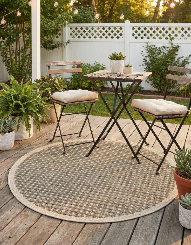 Detail image of 3' x 3'  Washable Border Indoor / Outdoor Round Rug
