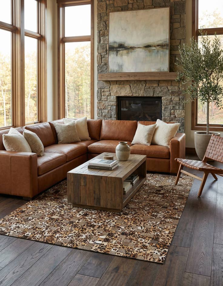 Detail image of 5' 1 x 7' 10 Cowhide Leather Rug