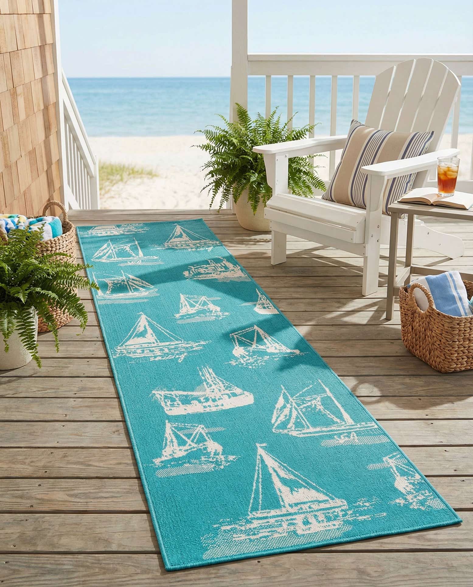 2' 7 x 10' Easy-Clean Coastal Indoor / Outdoor Runner Rug