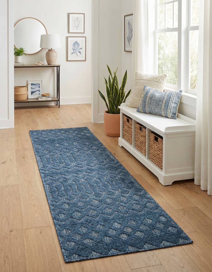 Detail image of 2' x 6'  Washable Trellis Textured Indoor / Outdoor Runner Rug