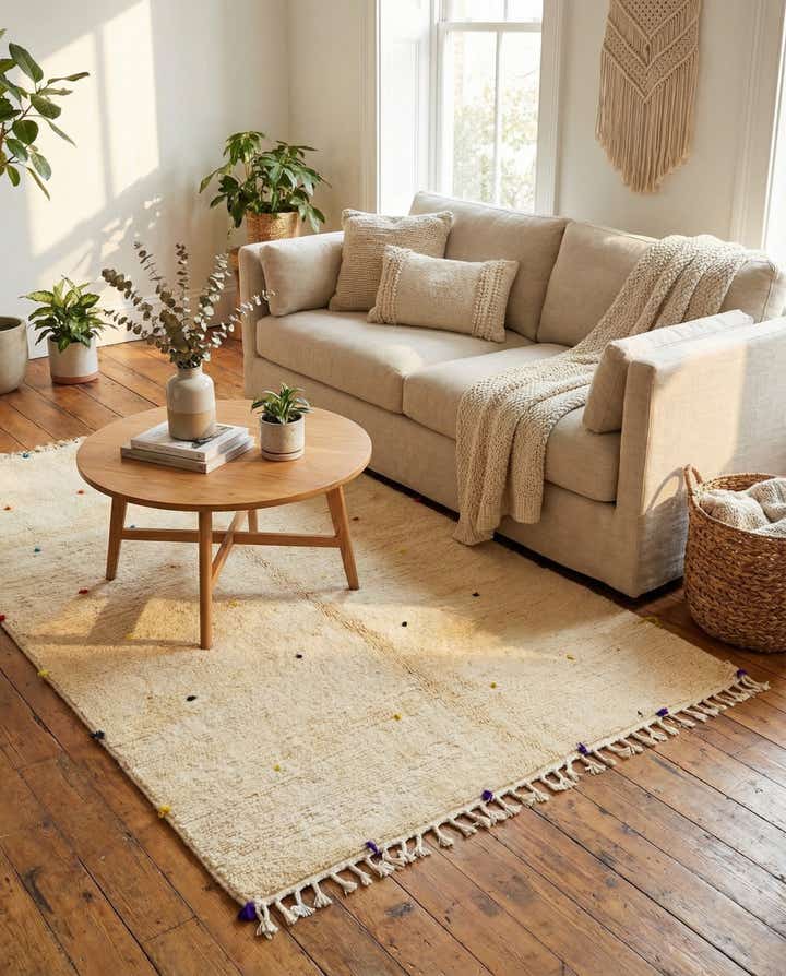 4' 7 x 7' 8 Hand Knotted Moroccan Wool Rug