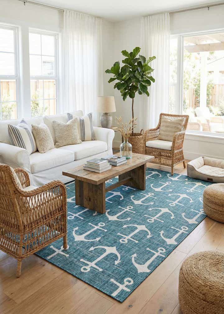 7' x 10' Easy-Clean Coastal Indoor / Outdoor Rug