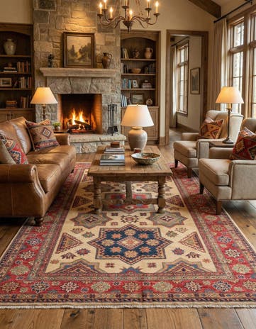 5' 9 x 8' 7 Hand Knotted Kazak Oriental Rug