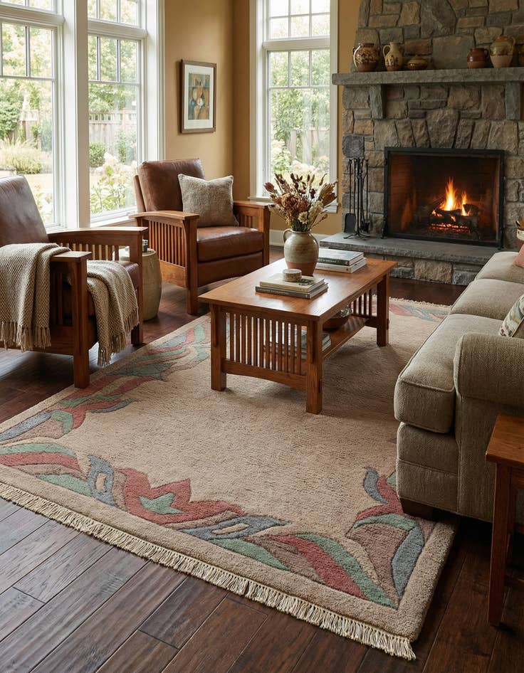 Detail image of  4' 2 x 6' 1  Hand Knotted Tibet Wool Rug