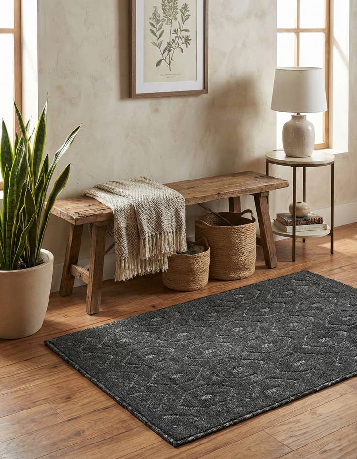 Detail image of 2' x 3'  Washable Trellis Textured Indoor / Outdoor Rug
