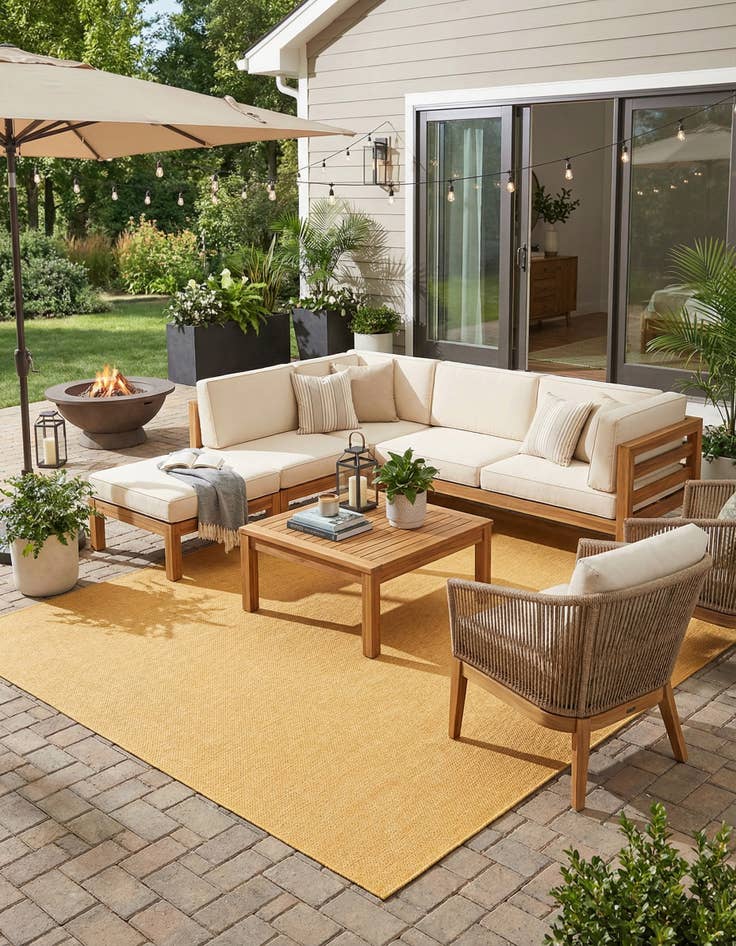 Detail image of 10' x 13'  Washable Solid Indoor / Outdoor Rug