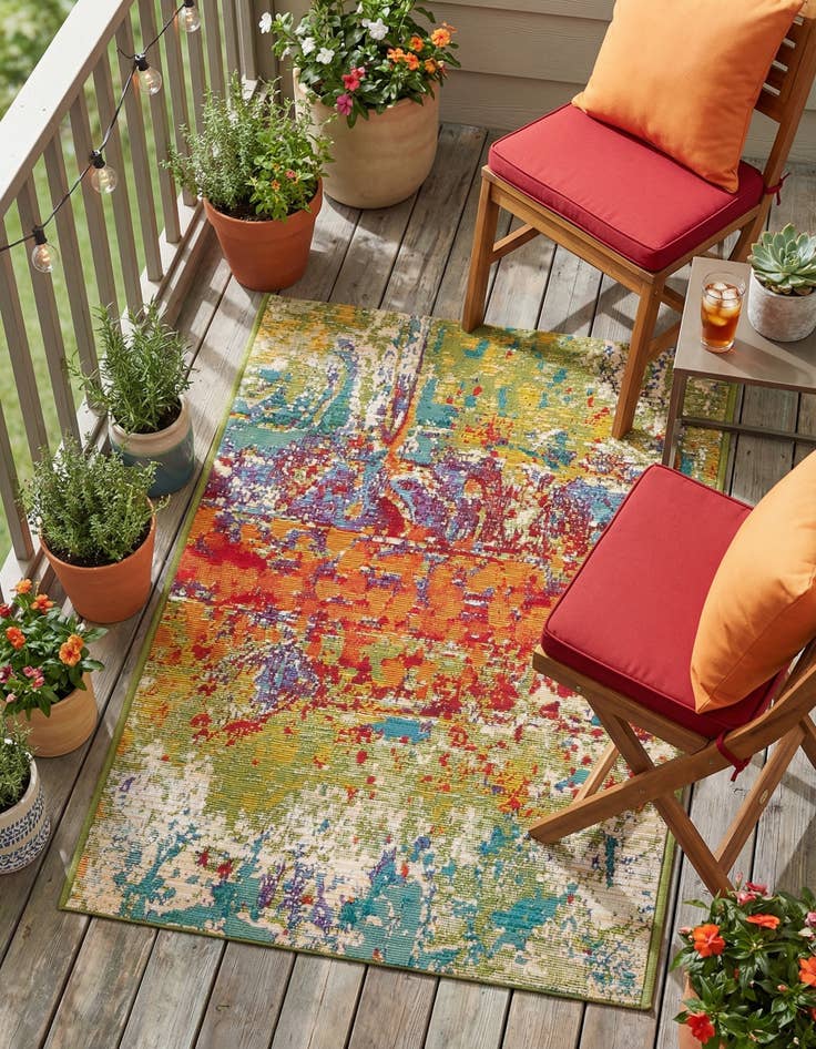 Detail image of 2' 2 x 3'  Washable Modern Indoor / Outdoor Rug