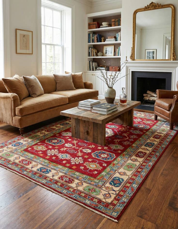 Detail image of 6' 2 x 8' 7 Hand Knotted Kazak Rug