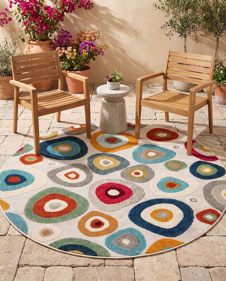 6' x 6' Easy-Clean Casablanca Indoor / Outdoor Round Rug
