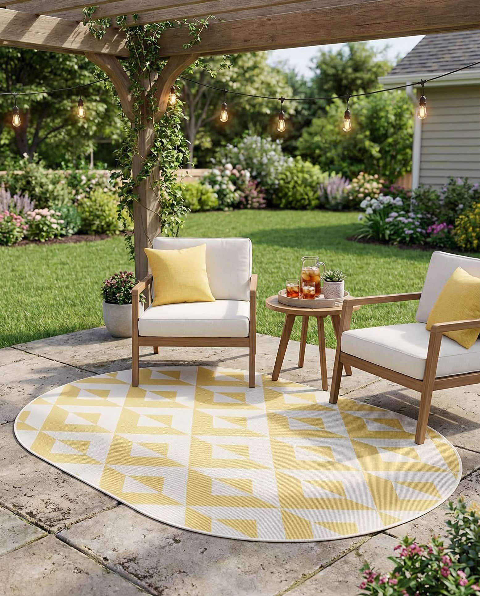 5' 3 x 8' Easy-Clean Jill Zarin Napa Indoor / Outdoor Oval Rug